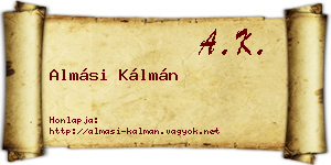 Almási Kálmán névjegykártya